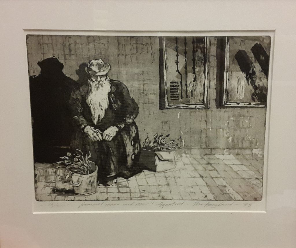 <em>Gammel mann med roser</em>, Else Marie Haugland.
